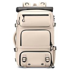 BANGE BG-1810 Borsa a tracolla da viaggio, grande capacità, leggera, multifunzionale (beige)