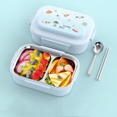 Contenitore per il pranzo in acciaio inossidabile 316 isolato, contenitore per il pranzo portatile per bambini, stile: blu 2 griglie