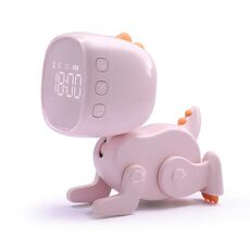Sveglia elettronica con luce notturna a LED con schermo di ricarica USB e dinosauro, varietà di cartoni animati (rosa)