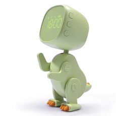 Sveglia elettronica con luce notturna a LED con schermo di ricarica USB e dinosauro, varietà di cartoni animati (verde chiaro)