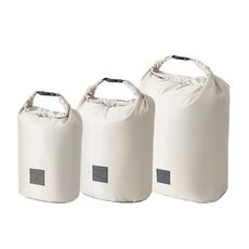 3 pezzi/set Borsa portaoggetti da viaggio con bocca arrotolabile Borsa portaoggetti impermeabile e comprimibile per la polvere (beige)