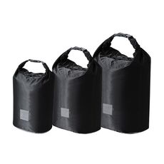 3 pezzi/set Borsa portaoggetti da viaggio con bocca arrotolabile Borsa portaoggetti impermeabile e comprimibile per la polvere (nero)