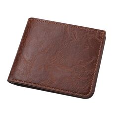 Portafoglio in pelle da uomo, può contenere la patente di guida, borsa corta in pelle con fermasoldi (marrone chiaro)