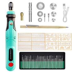60 pezzi / set Mini USB di ricarica 3 velocità smerigliatrice elettrica penna per intaglio fai da te pittura taglio perforazione micro trapano elettrico