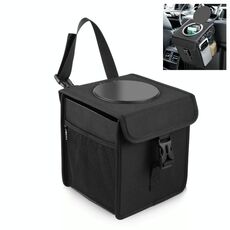 FUNADD Scatola portaoggetti per auto pieghevole portatile con gancio per sedile posteriore per auto (nero)