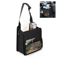 FUNADD Scatola portaoggetti portatile pieghevole per gancio per sedile posteriore per auto (nero)
