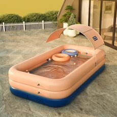 Piscina gonfiabile automatica senza fili in PVC per uso domestico Piscina per bambini Piscina grande piscina all'aperto in plastica con tettoia, dimensioni: 2,1 m (rosa)