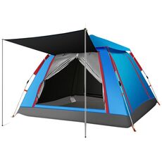 Outdoor 3-4 People Beach Ispessimento Antipioggia Velocità Automatica Aperta a quattro lati Tenda da campeggio, Stile: Vinile automatico (Azzurro cielo)