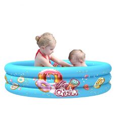 Piscina gonfiabile con palline per piscina da interno ed esterno per bambini a tre anelli, dimensioni: 90 x 30 cm (ciambella blu)