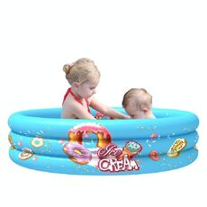 Piscina gonfiabile con palline per piscina da interno ed esterno per bambini rotondi a tre anelli, dimensioni: 110 x 30 cm (ciambella blu)