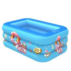 Piscina gonfiabile quadrata per bambini con motivo gelato per interni ed esterni, dimensioni: 180 x 130 x 55 cm, colore: blu