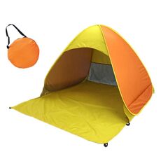 Tenda da spiaggia potabile automatica istantanea ， dimensione: 200x165x130cm (arancione con giallo)
