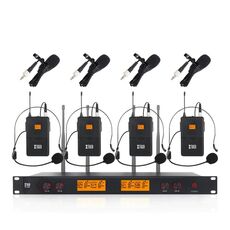 XTUGA A400-B Sistema microfonico wireless UHF professionale a 4 canali con 4 microfoni lavalier BodyPack EDA005203201B 6922167115973
