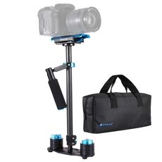 Stabilizzatore portatile in fibra di carbonio PULUZ 38,5-61 cm per videocamere digitali DSLR e DV, intervallo di carico: 0,5-3 kg (blu)