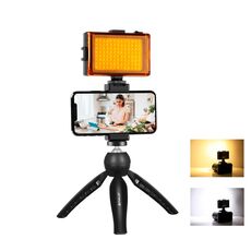 Pulluz Live Broadcast Smartphone Voto Vlogger Kit Vlogger con luce LED + Treppiede Mount + supporto per morsetto telefonico (nero)