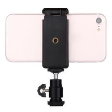 PULUZ testa per treppiede hot shoe da 1/4 di pollice + morsetto per treppiede per iPhone, Samsung, Huawei, HTC, smartphone con larghezza da 5,5 cm a 8 cm