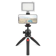 PULUZ Mini VLOG Live Stabilizer Stand treppiede con morsetto per telefono per smartphone (rosso)