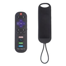 Per TCL Roku RC280/RC282 Custodia in silicone per telecomando ovale da 2 pezzi (nera)