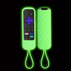 Per TCL Roku 3600R/3900/Voice RCAL7R Custodia in silicone per telecomando da 2 pezzi (verde luminoso)