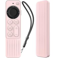 Per Apple TV Siri Remote 2/3 AhaStyle PT166 Custodia protettiva in silicone per telecomando Custodia protettiva antiscivolo a righe (rosa)