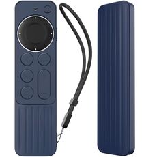 Per Apple TV Siri Remote 2/3 AhaStyle PT166 Custodia protettiva in silicone per telecomando Custodia protettiva antiscivolo a strisce (blu notte)