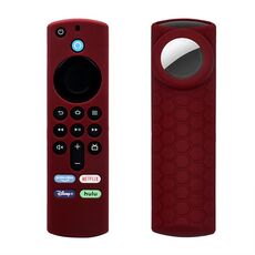Custodia per telecomando 2 pezzi per Amazon Fire TV Stick 2021 ALEXA 3a generazione con supporto Airtag (vino rosso)