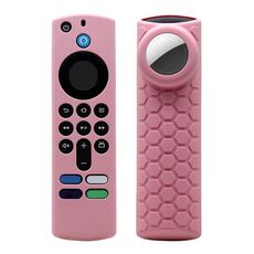 Custodia per telecomando 2 pezzi per Amazon Fire TV Stick 2021 ALEXA 3a generazione con supporto Airtag (rosa)