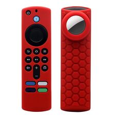 Custodia per telecomando 2 pezzi per Amazon Fire TV Stick 2021 ALEXA 3a generazione con supporto Airtag (rosso)
