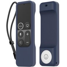Per Apple TV Siri Remote 1+AirTag AhaStyle PT157 Tracker telecomando 2 in 1 Custodia protettiva in silicone (blu notte)