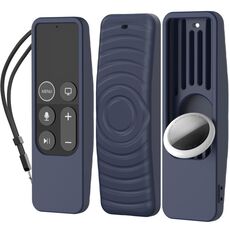 Per Apple TV HD / 4K+AirTag AhaStyle PT175 Tracker telecomando 2 in 1 Custodia protettiva in silicone (blu)