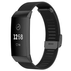 Cinturino per orologio con fibbia in metallo milanese xDfind per Fitbit Charge 4/3 (nero)