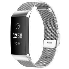 Cinturino per orologio con fibbia in metallo milanese xDfind per Fitbit Charge 4/3 (argento)