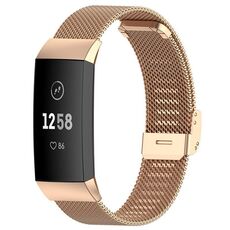 Cinturino per orologio con fibbia in metallo milanese xDfind per Fitbit Charge 4/3 (oro rosa)