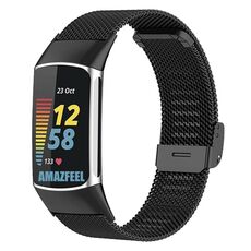 Cinturino per orologio con fibbia in metallo milanese xDfind per Fitbit Charge 6/5 (nero)