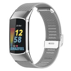 Cinturino per orologio con fibbia in metallo milanese xDfind per Fitbit Charge 6/5 (argento)