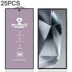 Per Samsung Galaxy S24 Ultra 5G, 25 pellicole in vetro temperato ad arco largo in alluminio 9H 0,18 mm, supporto per sblocco con impronta digitale