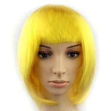 Parrucche corte in PET per copricapo cosplay per feste per donna (oro scuro)