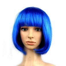 Parrucche corte in PET per copricapo cosplay per feste per donna (blu reale)