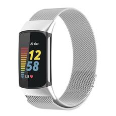 Cinturino per orologio magnetico in metallo Milanese xDfind per Fitbit Charge 6/5, taglia: L (argento)