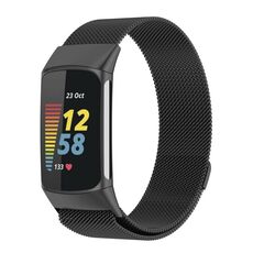 Cinturino in metallo magnetico Milanese xDfind per Fitbit Charge 6/5, taglia: L (nero)