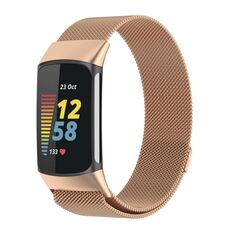 Cinturino per orologio magnetico in metallo Milanese xDfind per Fitbit Charge 6/5, taglia: L (oro rosa)