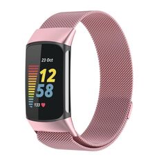 Cinturino magnetico in metallo Milanese xDfind per Fitbit Charge 6/5, taglia: L (rosa)