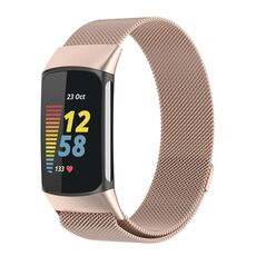 Cinturino in metallo magnetico Milanese xDfind per Fitbit Charge 6/5, taglia: L (oro champagne)