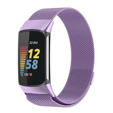Cinturino in metallo magnetico Milanese xDfind per Fitbit Charge 6/5, taglia: L (viola chiaro)