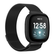 Cinturino in metallo magnetico Milanese per Fitbit Versa 4/3/Sense 2/Sense xDfind, taglia: S (nero)