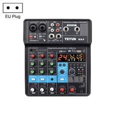 TEYUN NA4 4 canali Piccolo Mixing Console processore Mobile Phone Sound Card radiocronaca Computer Console di registrazione, spina EU (Black)