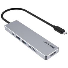 Adattatore multiporta Wavlink UHP3407 Dongle portatile in alluminio 4K Display HDMI Type-C Hub
