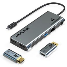 WAVLINK WL-UTD05H Convertitore mini docking station Thunderbolt 3 doppia 4K con 2 adattatori DP-HD