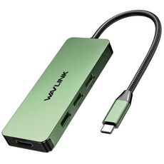 WAVLINK UHP3416 7-in-1 PD100W Lettore di schede SD/TF con ricarica 4K HD Stazione di docking di tipo C (verde nerastro)