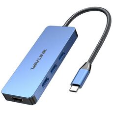 WAVLINK UHP3416 7-in-1 PD100W Lettore di schede SD/TF con ricarica Docking Station 4K HD Type-C (Blu)